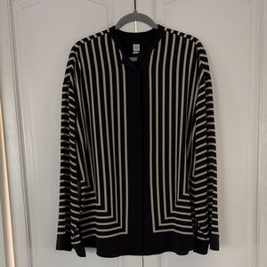 TOTEME Black White Striped Silk Scarf Shirt -SZ 36